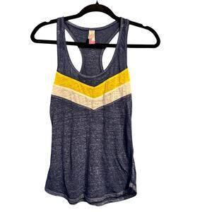 No Boundaries Size Extra Small Tank Top Vintage Wash Lightweight Sheer Navy Gold